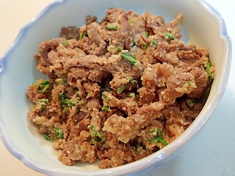 水菜も入れて　牛肉とおからの生姜香るしぐれ炒め♬